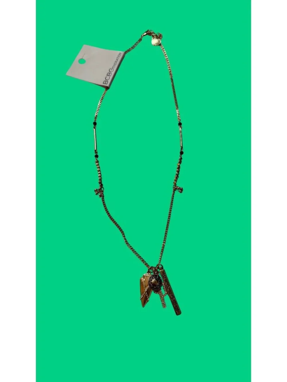 BCBGGeneration Gold-Tone Charm Necklace With Crystal Accents & 